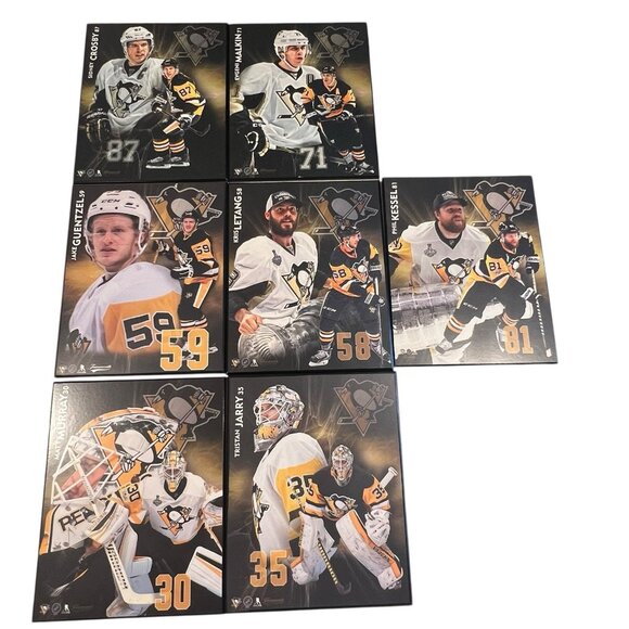 Pittsburgh Penguins Charity Bag 8x10 Wooden Photo Plaque Lot of 7 Crosby Malkin - Picture 1 of 8